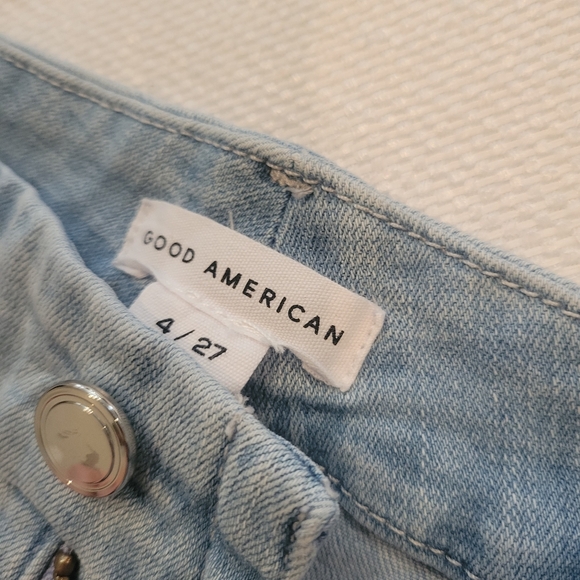 Good American Good Legs light wash Skinny Denim distressed Jeans size 4 / 27 - Picture 5 of 8